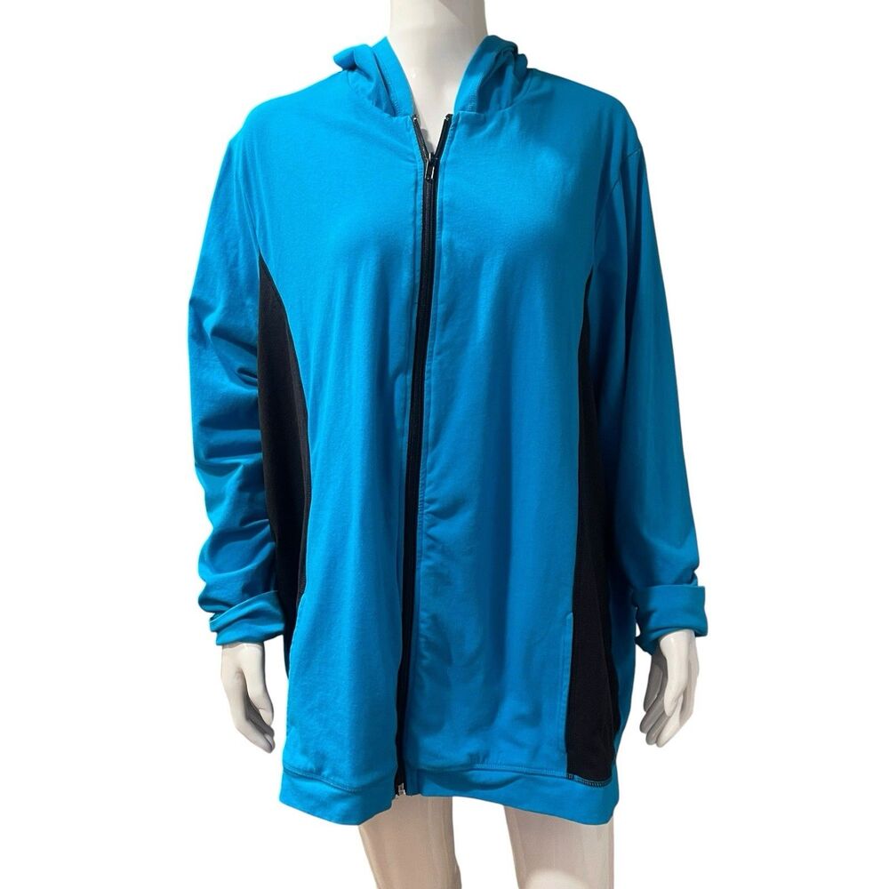 Avenue Women Zip Up Hoodie Sweatshirt Jacket Size 26/28 Blue Black Athletic